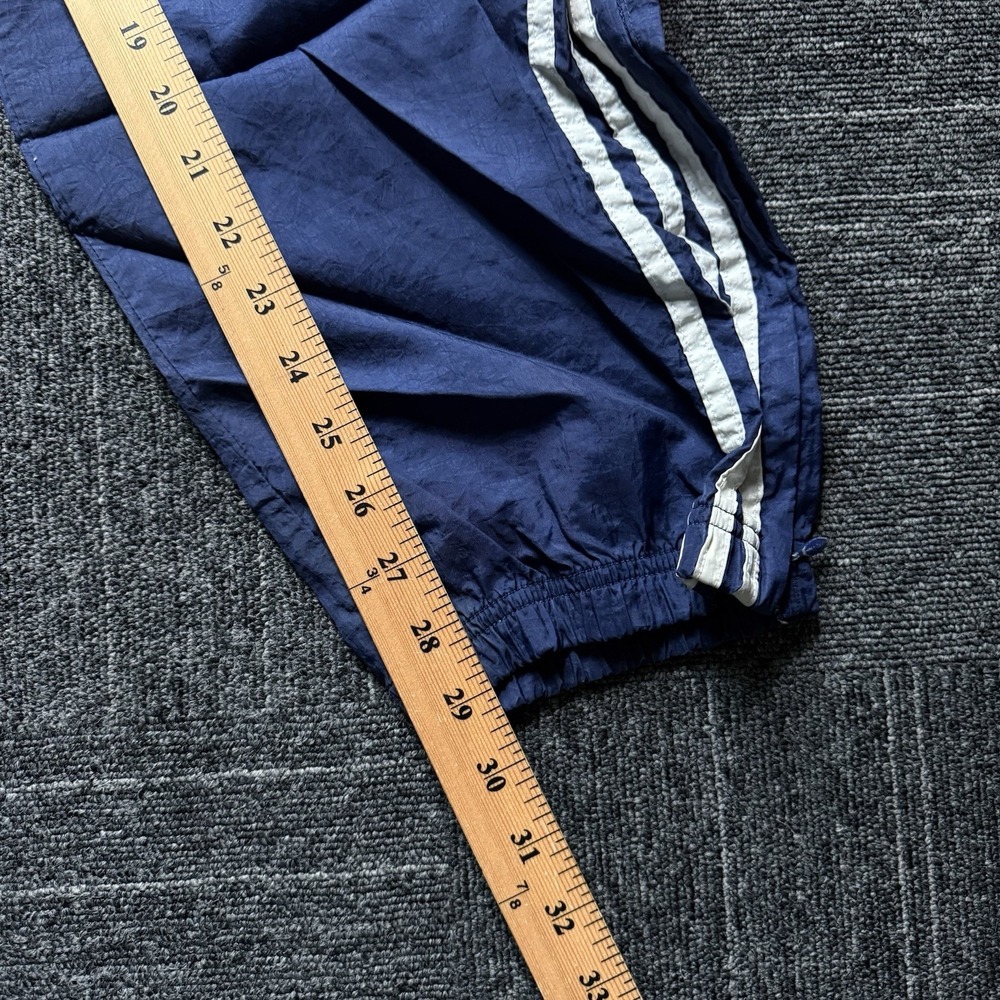 Vintage 90s Adidas navy blue windbreaker pants Large white stripes track joggers - Picture 4 of 5
